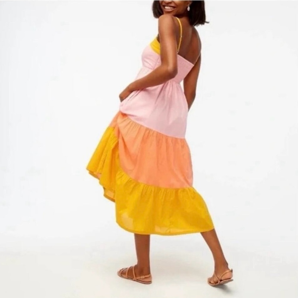 J. Crew 100% Cotton Tiered Color-Block Maxi Dress - Size 6 - Breathable - Picture 2 of 9